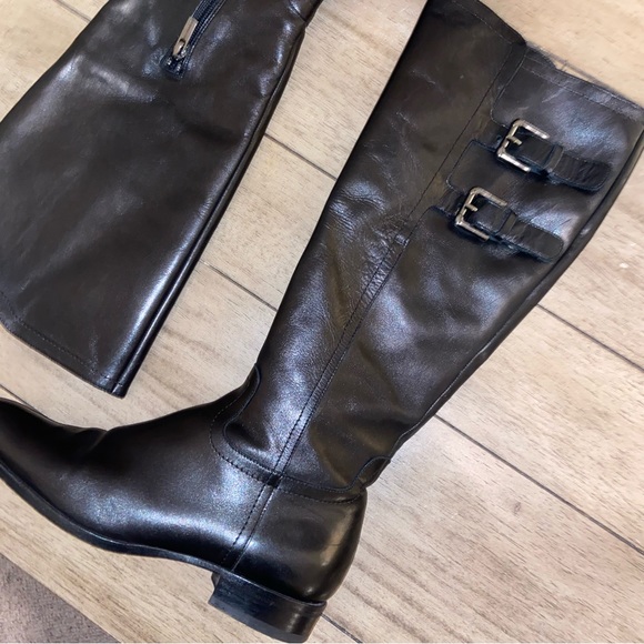 Jil Sander Black Leather Riding Boots with Silver Buckles - Picture 4 of 7